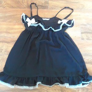 Black Sexy Nighty with White Bows-Size M
